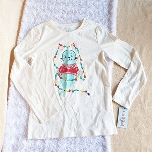Nwt Cat & Jack Blue Seal Christmas Shirt